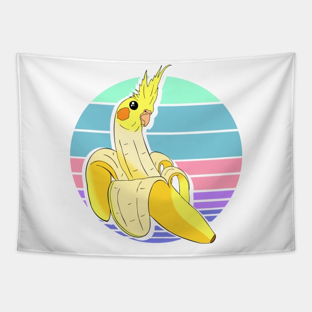 Aesthetic Banana Cocktiel Doodle Pastel Tapestry by FandomizedRose