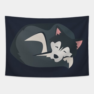 The Sleeping Husky - Digital Illustration Of a Siberian Husky Tapestry
