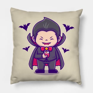 Cute Dracula Drink Blood Juice With Bat Pillow