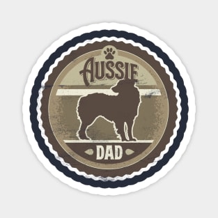 Aussie Dad - Distressed Australian Shepherd Silhouette Design Magnet