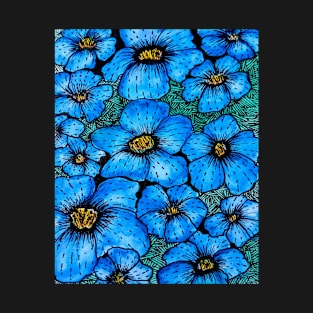 blue flowers sketch T-Shirt