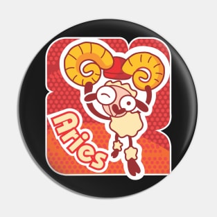 Aries Colorful Zodiac Sign Cartoon March April Birthday Pin