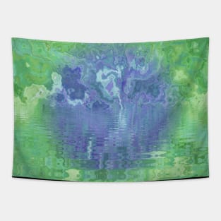 Green Pastels Marble Stone Sunset Tapestry