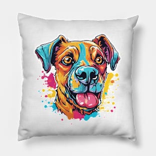 Afador Dog Splash: A Vibrant and Joyful Portrait Pillow