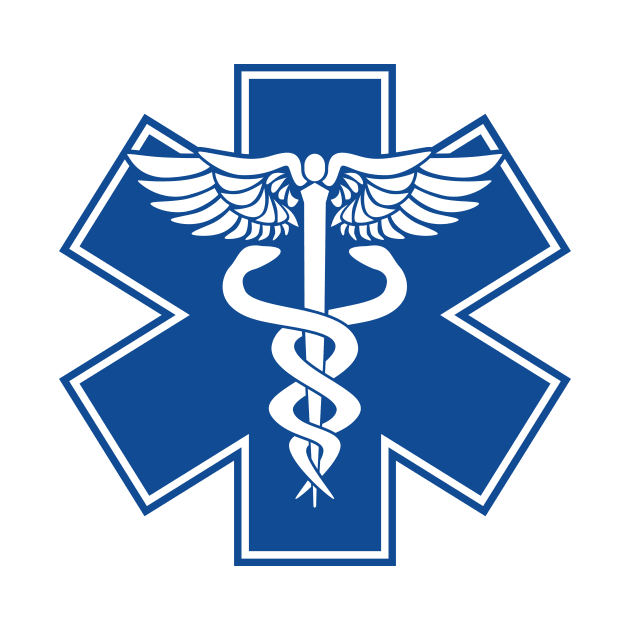 EMT Health Care Caduceus Blue Medical Symbol by hobrath