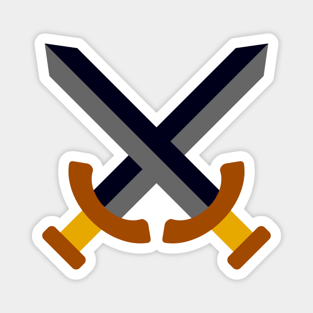 Minimalist Crossed Swords Icon (Dark) Magnet by Graograman