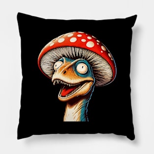 Funny Velociraptor Mushroom Hat Dinosaur Garden Pillow