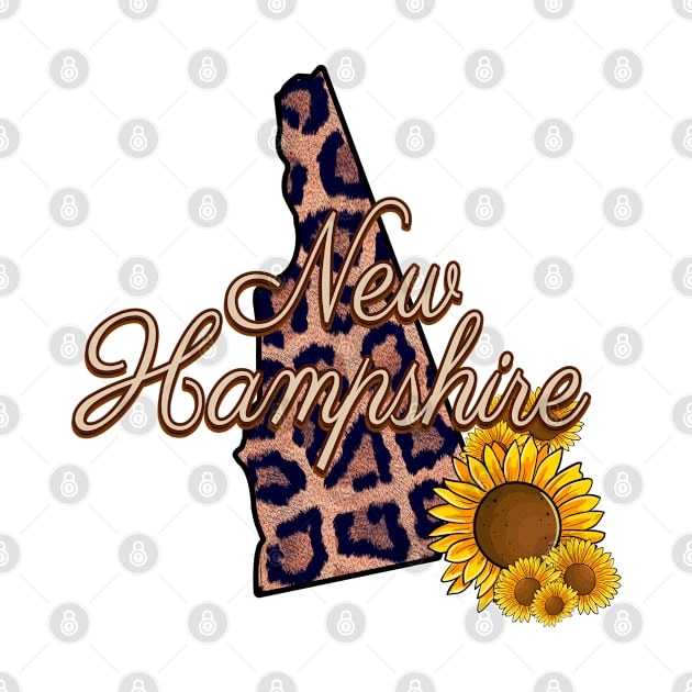 New Hampshire State Leopard Print Sunflower Pride by LisaLiza