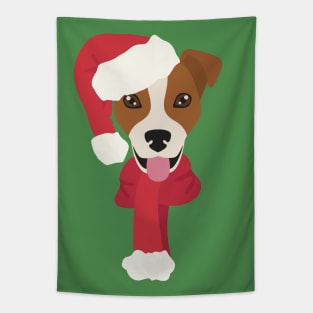 Christmas Jack Russell Dog Face Tapestry