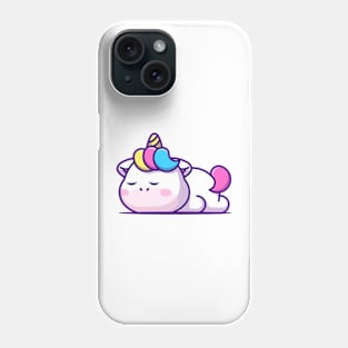 Cute unicorn sleeping cartoon illustration Phone Case