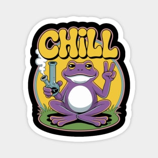 Chill – Retro Frog Cartoon Funny Stoner Magnet