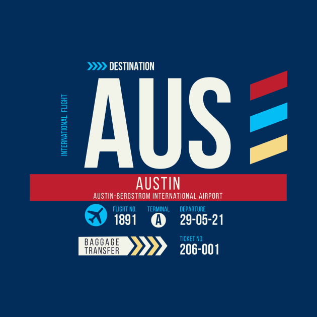 Austin (AUS) Airport Code Baggage Tag by SLAG_Creative