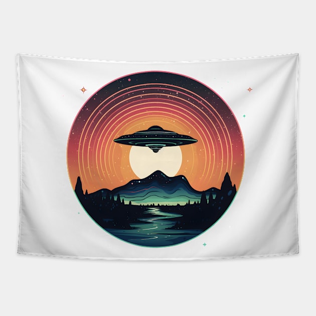 UFO Among the Stars Tapestry by erixwhite