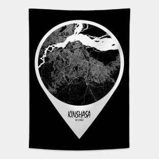 Kinshasa, DR Congo City Map - Travel Pin Tapestry