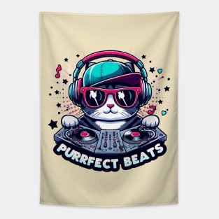 Purrfect Beats: Cool Cat DJ Tapestry