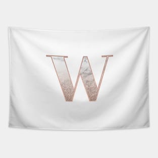 Monogram rose gold glitter marble W Tapestry