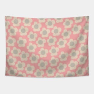 Smudgy Little Flowers Cute Floral Pattern in Grey, Beige, and Pink Tapestry