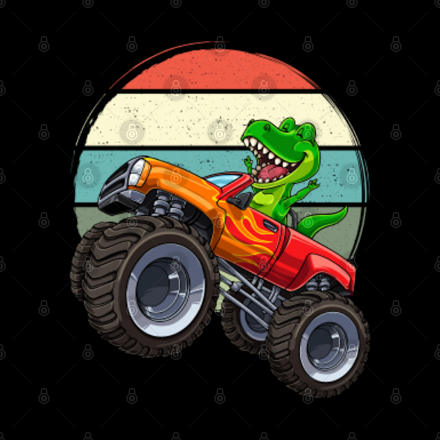 Retro Dinosaur Monster Truck T Rex Funny Dino Boys Kids - Dinosaur ...