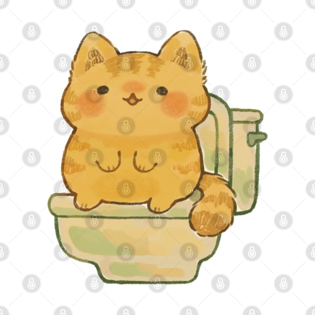 Toilet Cat by Maiberryart