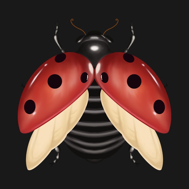 Red ladybug digital drawing by Introvert Home 