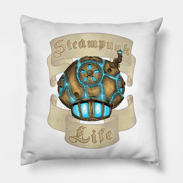 Steampunk Life Pillow by dragonrise_studio