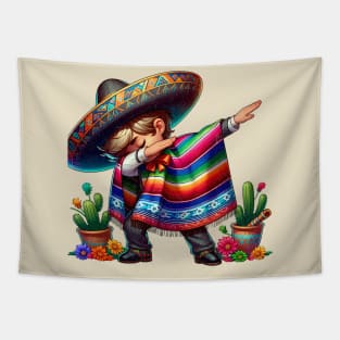 Mexican Boy Dabbing Poncho Cinco de Mayo Boy Tapestry