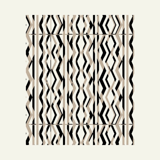 Decorative Bold Cream Beige Black Geometric Pattern by technotext