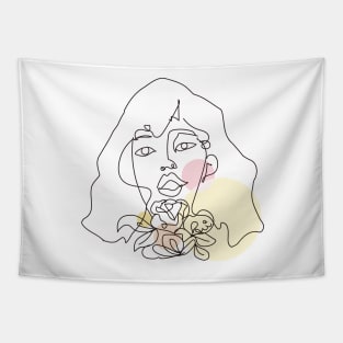 abstract lady, line art woman Tapestry