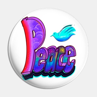 Peace word with dove Peace graffiti text Peace Pin