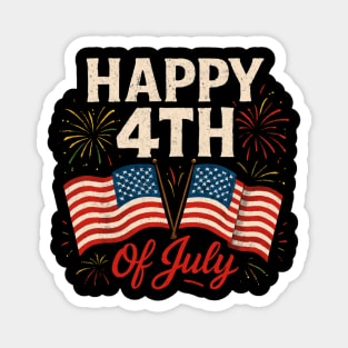 Happy 4th Of July Patriotic American US Flag 4th Of July Magnet