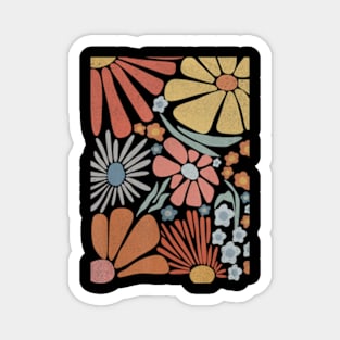 Colorful Summer Groovy Floral Magnet