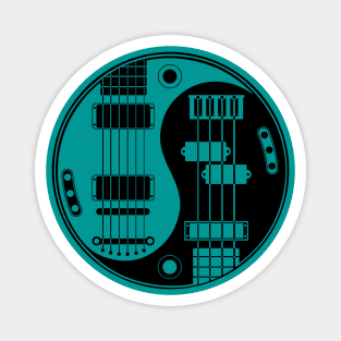 Blue and Black Guitar Bass Yin Yang Magnet