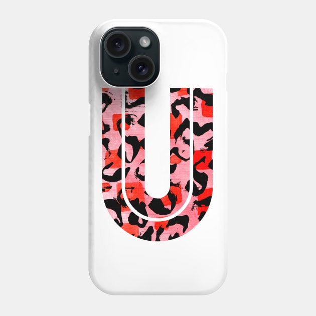 Letter U Watercolour Leopard Print Alphabet Red Phone Case by Squeeb Creative