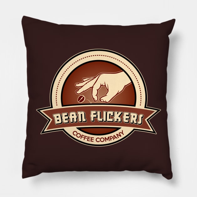 Bean Flickers Coffee Company Pillow by AngryMongoAff