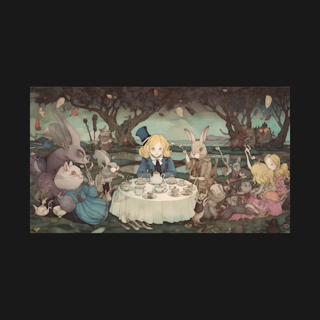 Alice in Wonderland. "Tea Party with the Mad Hatter and the Cheshire Cat" by thewandswant