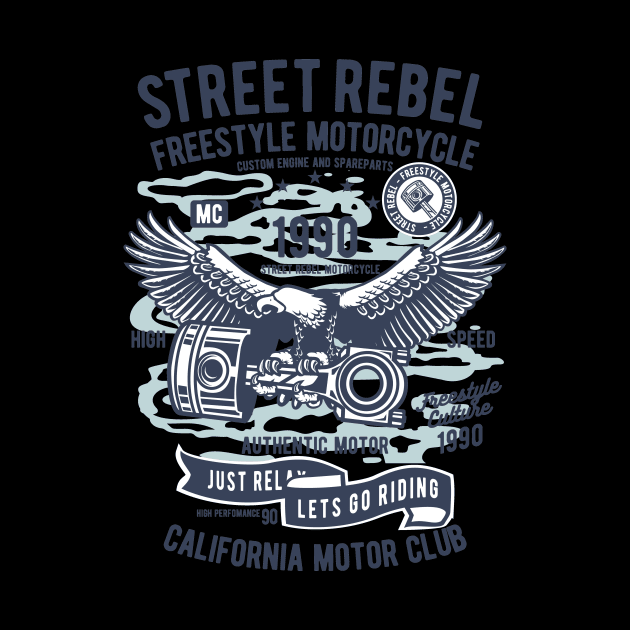 Street Rebel Motorcycle, Vintage Retro Classic by CoApparel