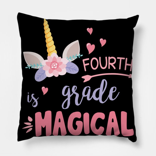 Unicorn Student Teacher Fourth Grade Is Magical Back School Pillow by joandraelliot