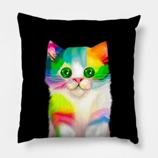 Rainbow Kitten Pillow