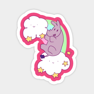 Rainbow Cloud Rhino Magnet