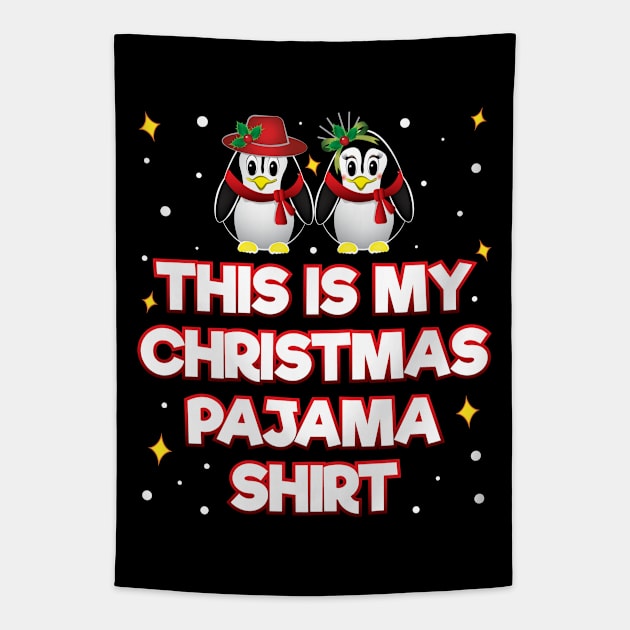 Merry Xmas Penguin This Is My Christmas Pajama Tapestry by ZNOVANNA