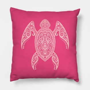 Intricate Pink Sea Turtle Pillow