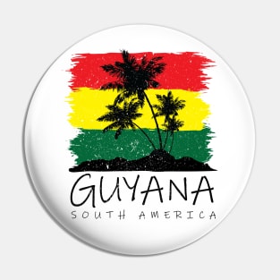 Guyana National Colors with Palm Silhouette Pin