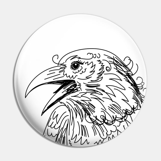 Sketchy Raven Pin by SWON Design