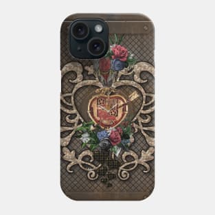 Wonderful steampunk hearts, clocks, gears and flowers Phone Case