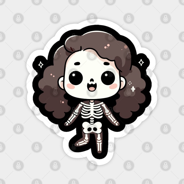 Cute Kawaii Girl Ghost | Cute Happy Halloween Skeleton Design for Girls Magnet by Nora Liak