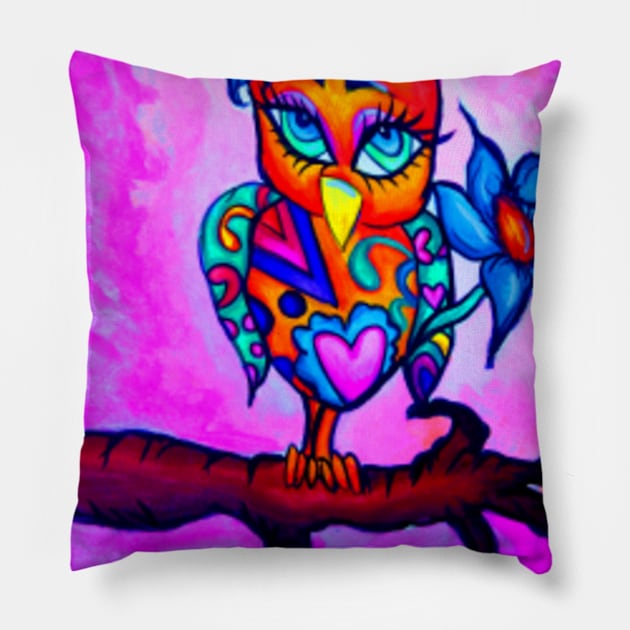 Cute & Spunky Orange Owl Pillow by artbyomega