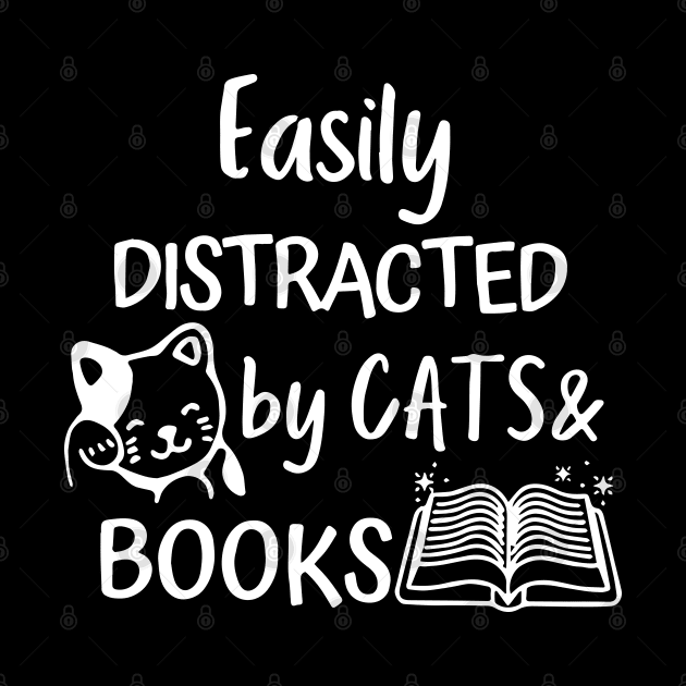 Cats And Books Easily Distracted By Kitten Lover Reading by ZimBom Designer