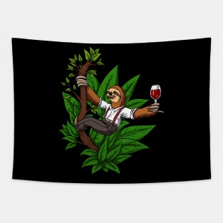 Funny Sloth Wine Drinking Lover Tapestry