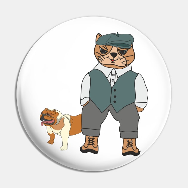 Elegant cat with English bulldog Pin by Alekvik