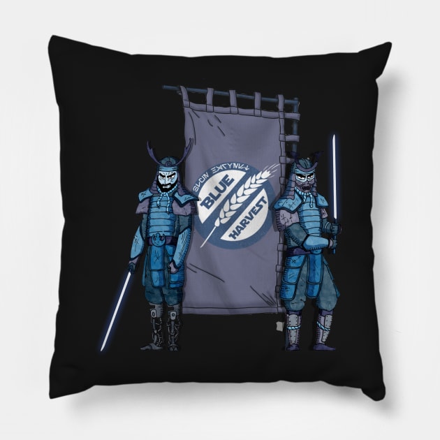 New Blue Harvest Samurai! Pillow by Blueharvestpodcast